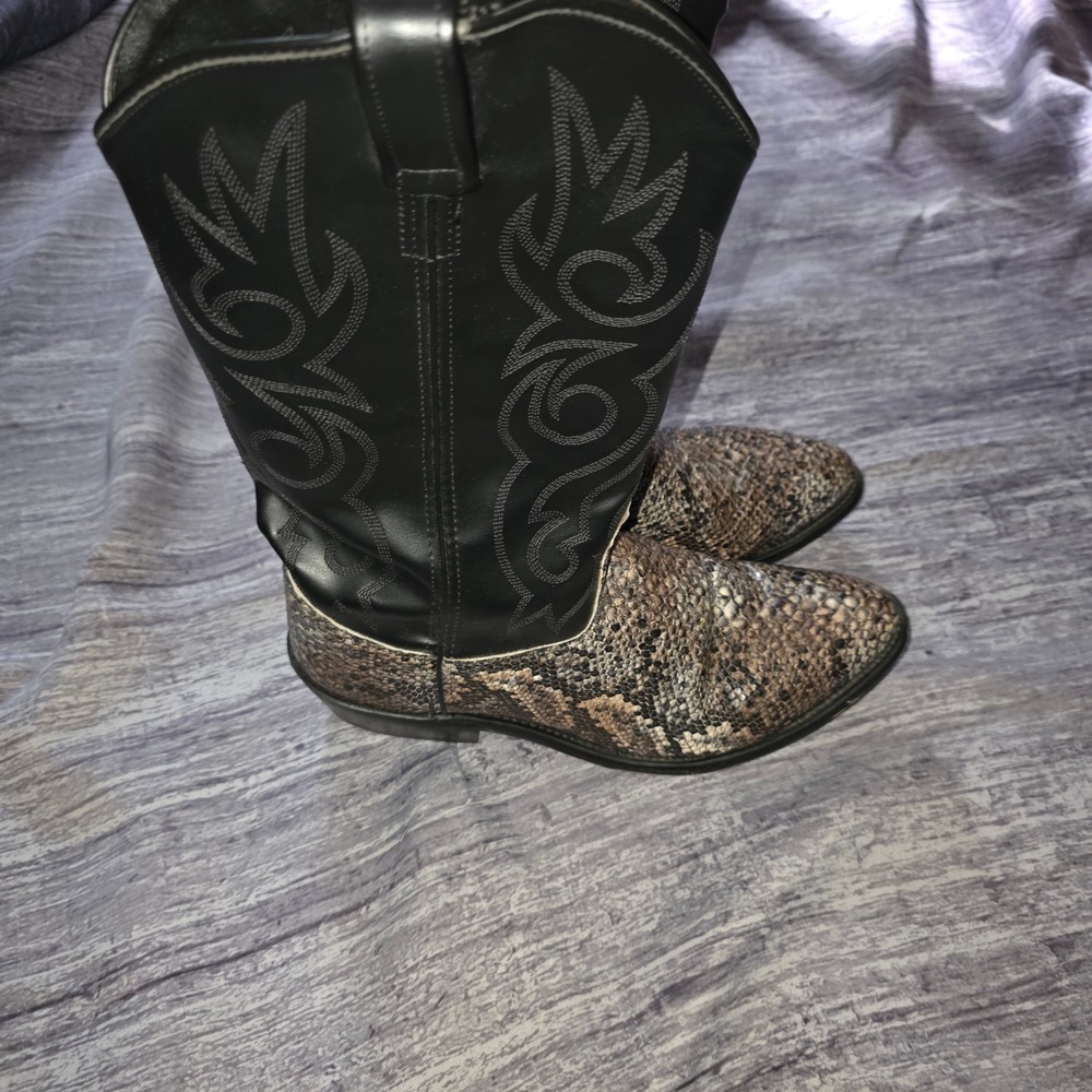Old West Mens Western Cowboy Boots Black Snakeskin VCM9041 Size 10.5 EE